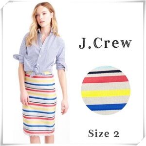 J. Crew Rainbow Colorful Jacquard Striped Pencil Skirt Size S Style E7407